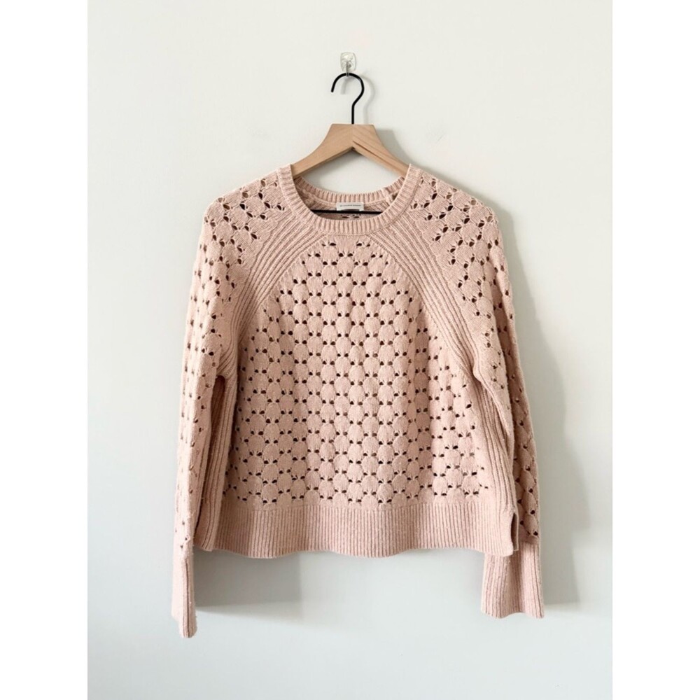 Malene Birger Acis Knit Wool Cotton Blend Sweater Open Weave in Peach Size S